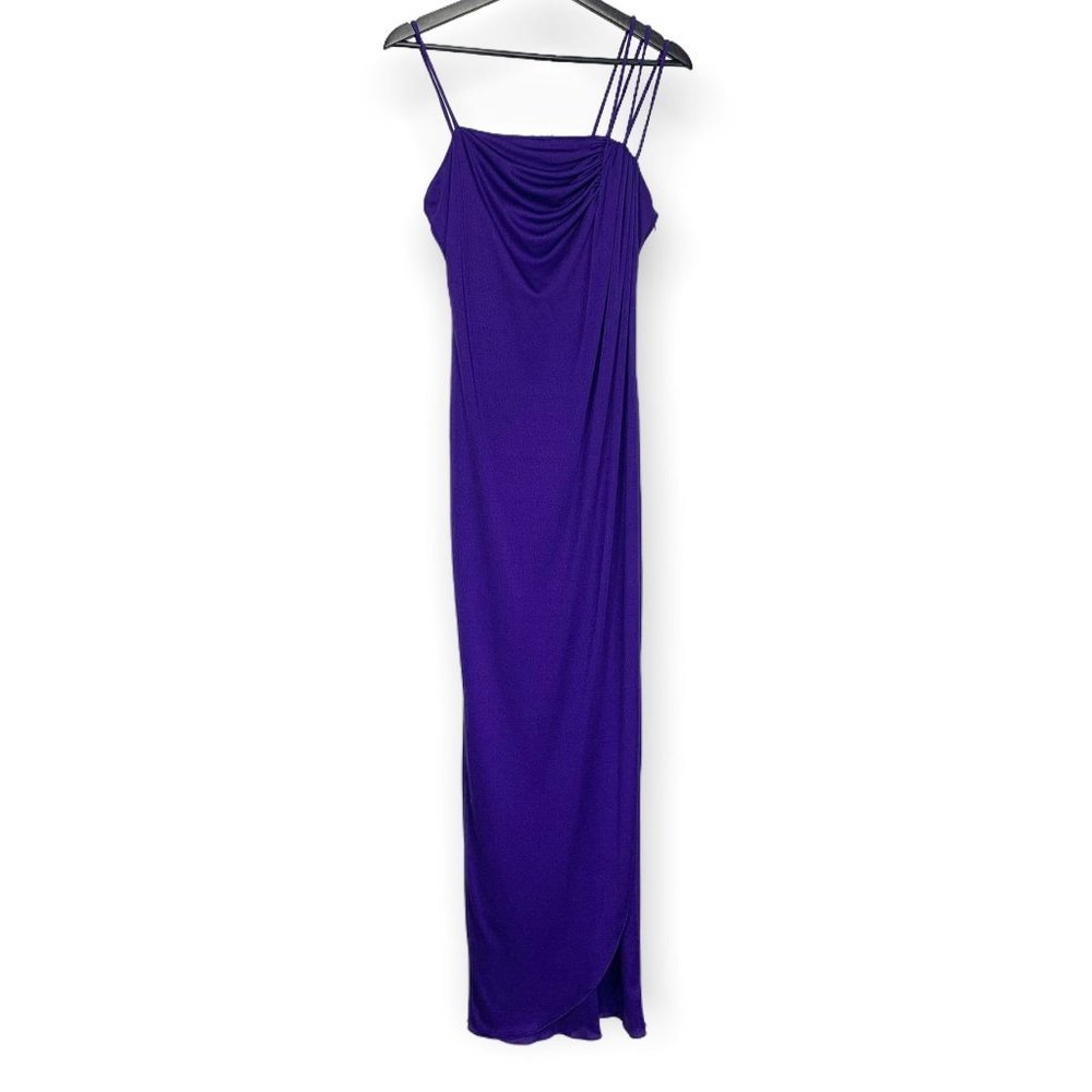 Vintage 70s Drape Neck Spaghetti Strap Wrap Full Length Dress Medium